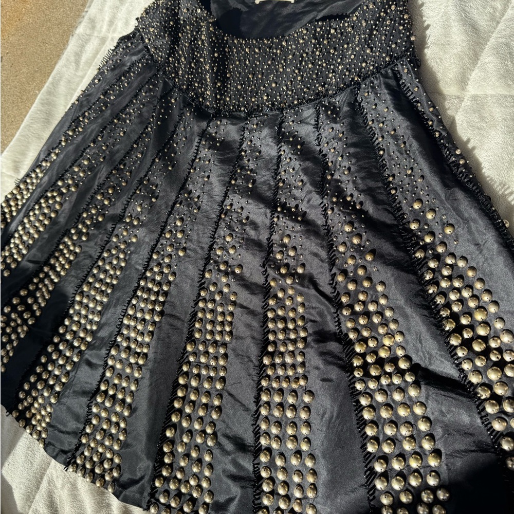 Elegant Black and Gold Studded Skirt